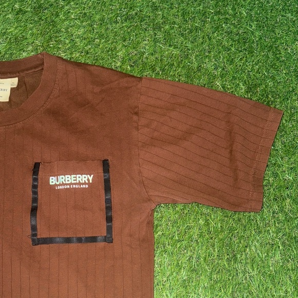 Burberry Men's Brown Tee with Plaid Pocket Made In London - Picture 4 of 6